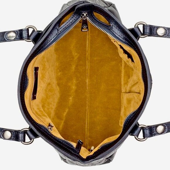 Patricia Nash Purse Tote  Shoulder Bag Black Leather  Embossed Map - Picture 3 of 8